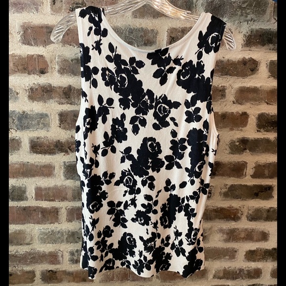EUC White House Black Market Black & White Floral Tank Top - XL - Picture 2 of 3
